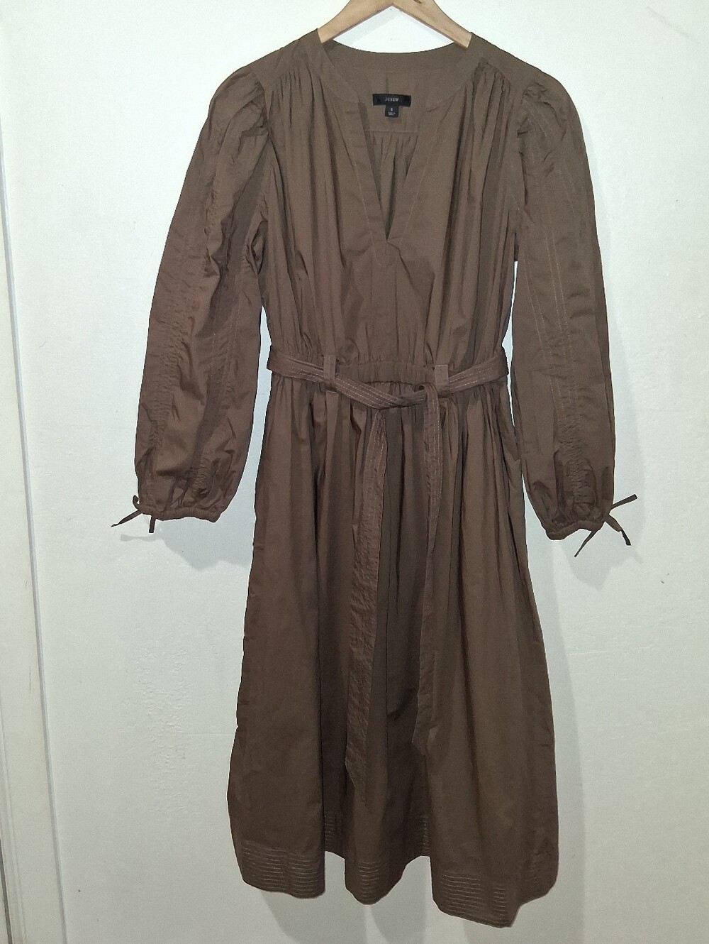 J.CREW Tie Waist Vneck Cotton Dress - Picture 4 of 9